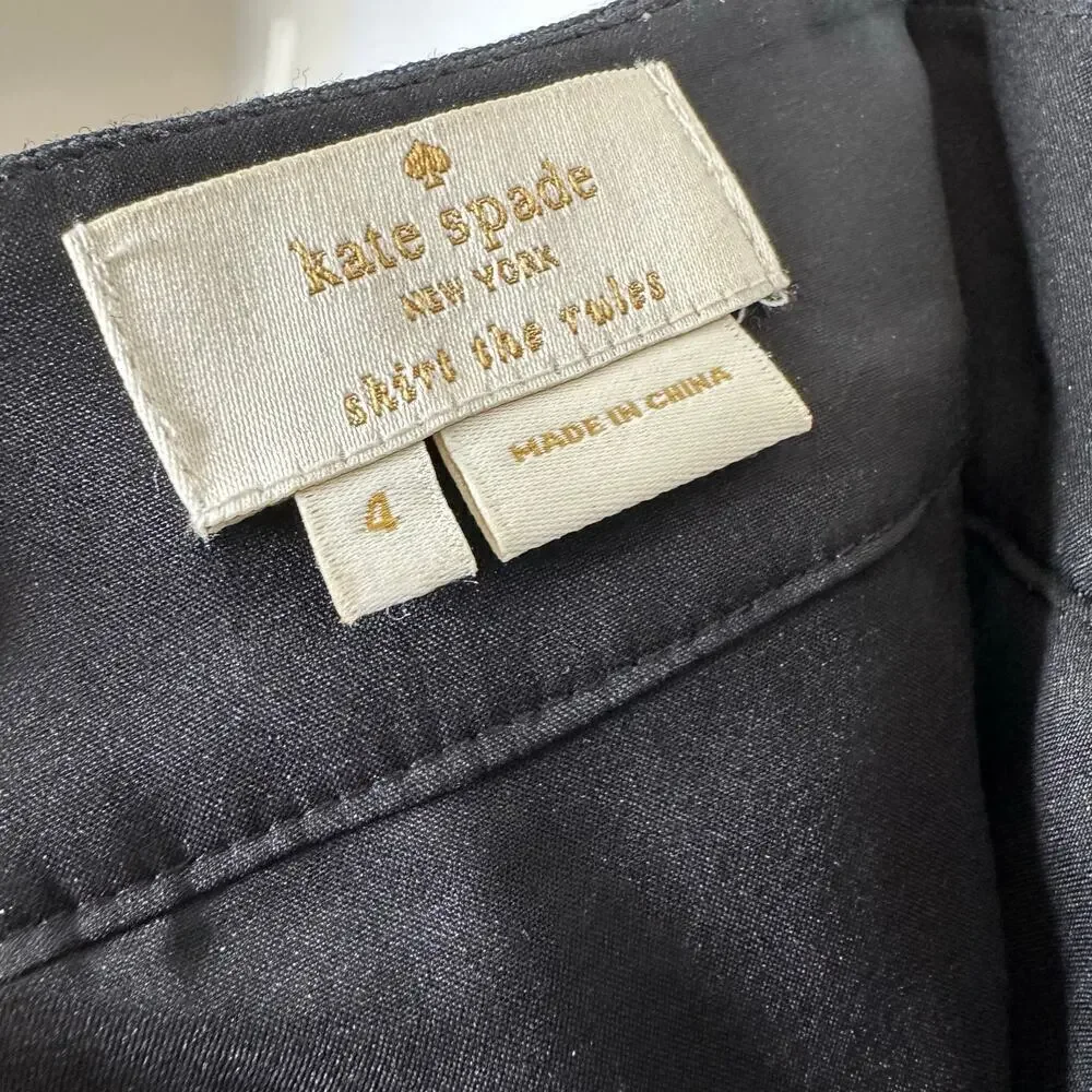 Kate Spade Pleated Button Down Wool Skirt Women's Black Size 4